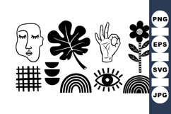 Minimalist Black Abstract Shapes Vector Set Product Image 1