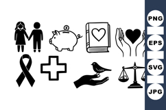 Solid Charity and Awareness Icon Vector Set Bundle Product Image 1