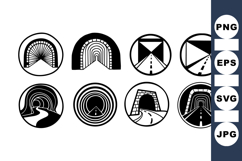 Geometric Tunnel Icon Set For Digital Design Product Image 1