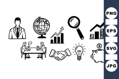 Hand Drawn Business Strategy Icon Vector Set Product Image 1