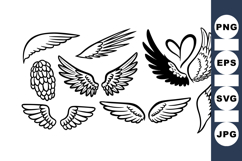 Angel Wings Vector Clipart Set for Crafting Product Image 1