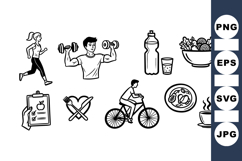 Healthy Lifestyle Vector Icon Set for Wellness Designs Product Image 1