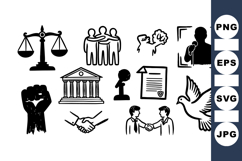Justice and Peace Legal Icon Clipart Set Product Image 1