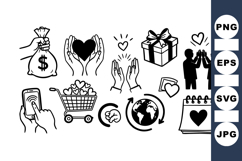 Charity Helping Hands Vector Clipart Set for Fundraising Product Image 1