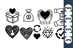 Hand Drawn Charity Icons For Fundraising Product Image 1