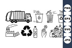 Hand Drawn Waste and Recycling Vector Icons Set Product Image 1