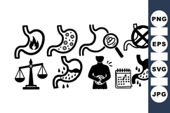 Medical Digestive Health Icons Vector Clipart Set Product Image 1