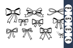 Hand Drawn Ribbon Bow Vector Clipart Set Product Image 1