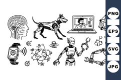 Futuristic Robot And Technology Clipart Bundle For Crafts Product Image 1