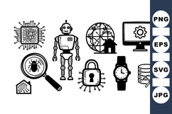 Modern Robotics And Cyber Security Icon Set Bundle Product Image 1