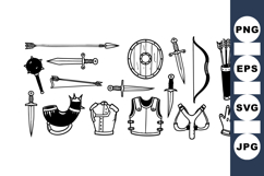 Hand Drawn Medieval Weapon Vector Clipart Bundle Product Image 1