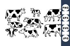 Black And White Cow Vector Illustration Set For Crafts Product Image 1