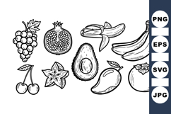 Hand Drawn Tropical Fruit Clipart Bundle Set Product Image 1
