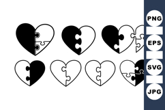 Puzzle Heart Vector Clipart Set for Valentine's Day Product Image 1