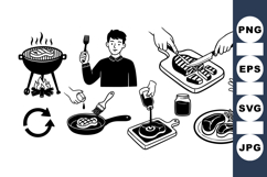 Grilling Steak And BBQ Cooking Clipart Bundle Product Image 1