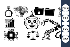 Robot Circuit Technology SVG Clipart Bundle Product Image 1