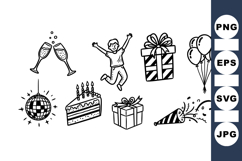 Birthday Party Clipart Set With Gifts And Balloons Product Image 1