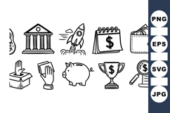 Hand Drawn Business Finance Icon Bundle Set Product Image 1