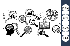 Magnifying Glass Icon Set for Business and Research Product Image 1
