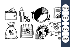 Hand Drawn Finance Icon Vector Bundle for Business Product Image 1