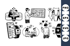 Virtual Reality Dating Scenes Vector Clipart Product Image 1