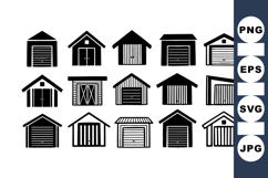 Black Garage Door Silhouette Vector Set Bundle Product Image 1