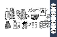 Hand Drawn Travel Essentials Clipart Set for Vacations Product Image 1