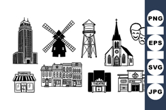 Vintage Building Clipart Set for Urban Designs Product Image 1