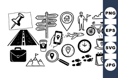 Hand Drawn Travel Icon Vector Set for Navigation Design Product Image 1