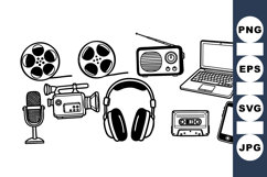 Retro Media Technology Vector Clipart Bundle for Creatives Product Image 1