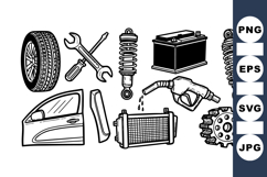 Automotive Repair Tools Vector Clipart Set Product Image 1