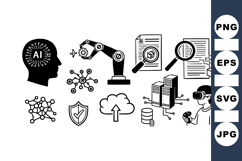 Technology and AI Icon Vector Set for Digital Use Product Image 1