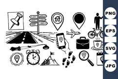 Hand Drawn Navigation Icons Vector Set for Travel Product Image 1