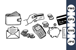 Hand Drawn Finance Icons SVG Vector Set Product Image 1