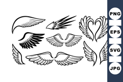Angel Wings Vector Clipart Line Art Bundle for Crafts Product Image 1