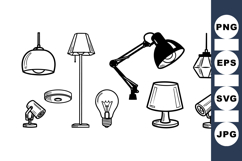 Modern Lighting Vector Clipart Set For Interiors Product Image 1