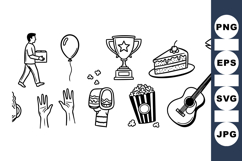 Hand Drawn Celebration Clipart Bundle for Parties Product Image 1