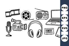 Hand Drawn Retro Media Electronics Clipart Bundle Product Image 1