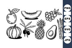 Hand Drawn Fruit And Vegetable Clipart Set Product Image 1