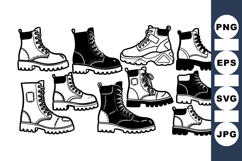 Hand Drawn Combat Boots Vector Clipart Set for Fashion Product Image 1