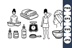 Hand Drawn Spa Self Care Vector Illustration Set Product Image 1