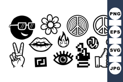 Vintage Peace Symbol Vector Icon Bundle Set Product Image 1