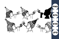 Kids Party Horn Clipart Set for Birthday Invitations Product Image 1