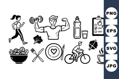 Fitness And Nutrition Vector Icon Bundle Set Product Image 1