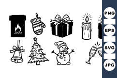 Hand Drawn Winter Holiday SVG Clipart Bundle Product Image 1