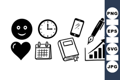 Hand Drawn Planner Icon Vector Set For Organizers And Product Image 1