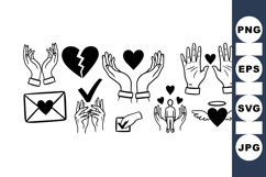 Black Hand Heart Gesture Icon Clipart Collection Product Image 1