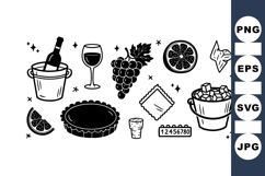 Hand Drawn Wine And Grape Svg Clipart Bundle Product Image 1