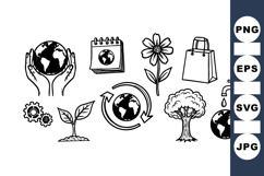 Hand Drawn Eco Earth Sustainability Icon Bundle Product Image 1