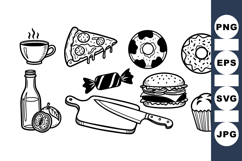 Hand Drawn Food Icon SVG Clipart Bundle Product Image 1